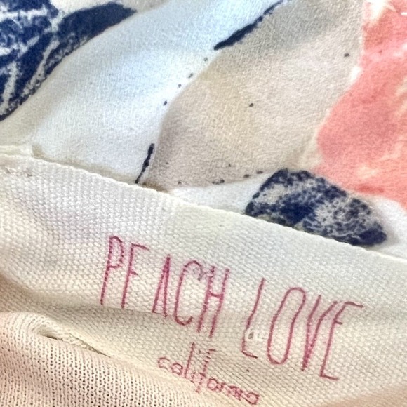 Peach Love Size Medium Pink Green Floral Ruffle Front Sun Dress Keyhole V Neck - Picture 12 of 13